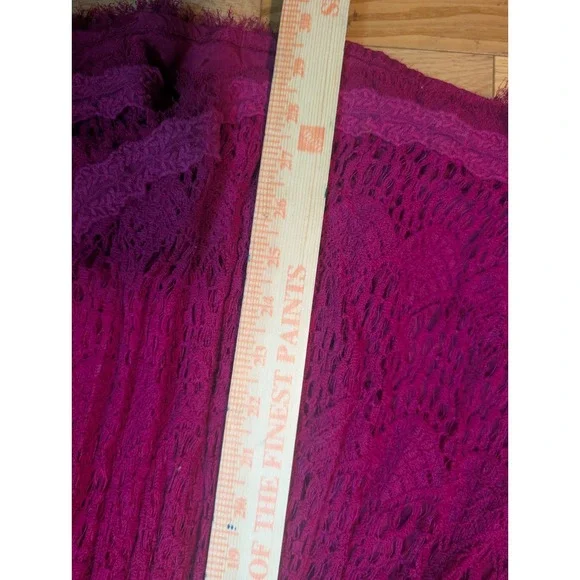 Free People So Sweetly Bloom Mini Dress Crochet Cotton Lace Fuschia $168 Y2K‎ XS - Picture 4 of 6